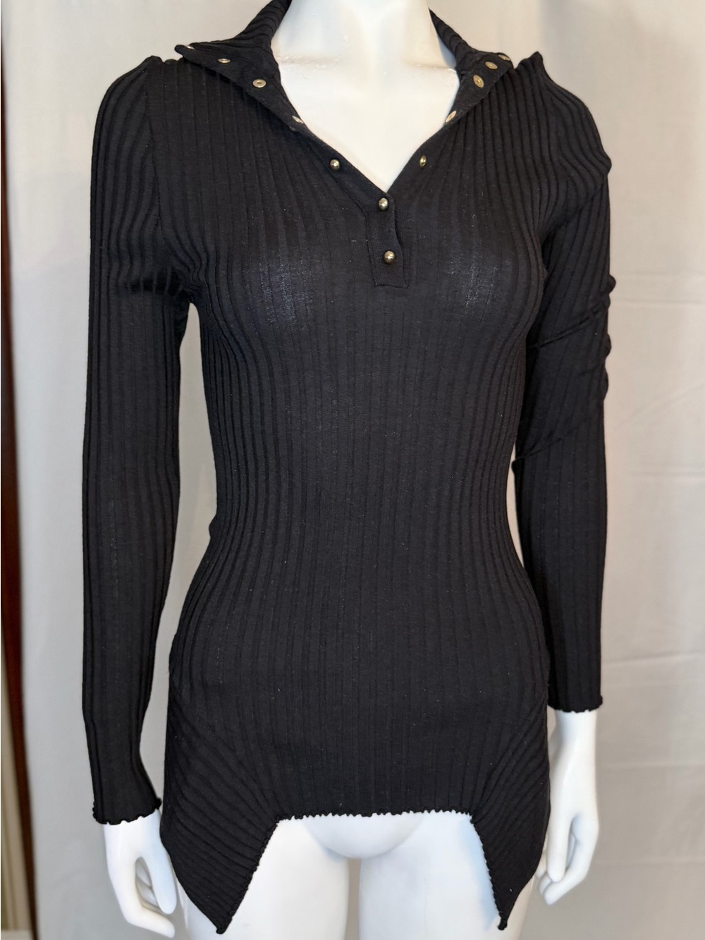 Stella McCartney Black Ribbed Snap-Front Top